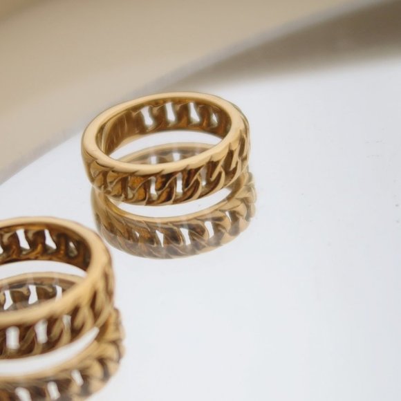 NEW 18K Gold Plated Chain Link Ring z - Picture 9 of 10